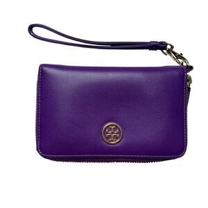 Tory Burch Rich Purple Wristlet with Gold Hardware